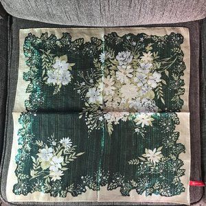 Anne Klein 100% Silk Floral Scarf With Metallic Threads